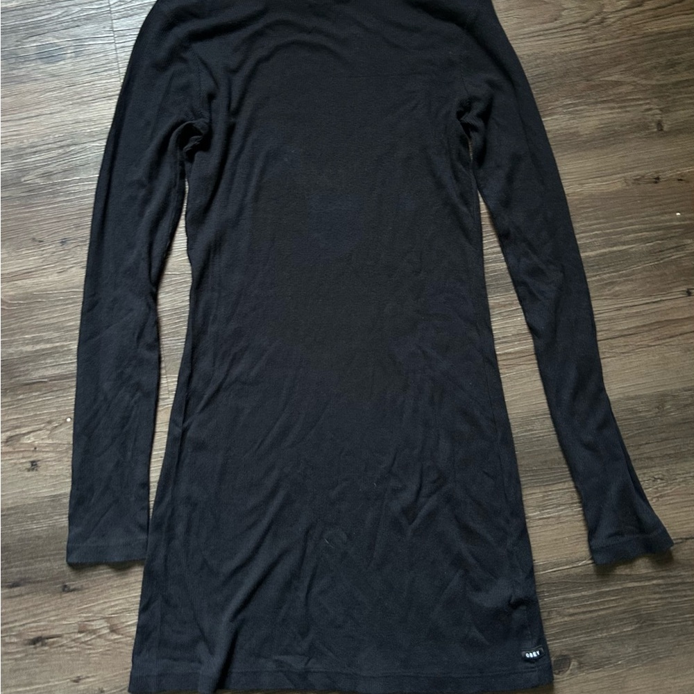 Obey Black and White Knit Collar Top